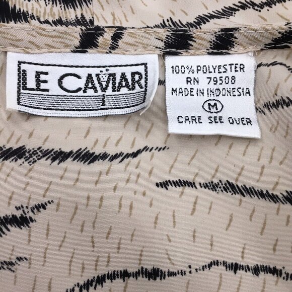 Vintage Le Caviar Ruffled Blouse Women Medium Animal 3/4 Sleeve V-neck Button - Picture 6 of 8